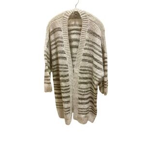Lane Bryant Striped Open Front Cardigan Sweater Women Plus Size 22/24 Beige Gray
